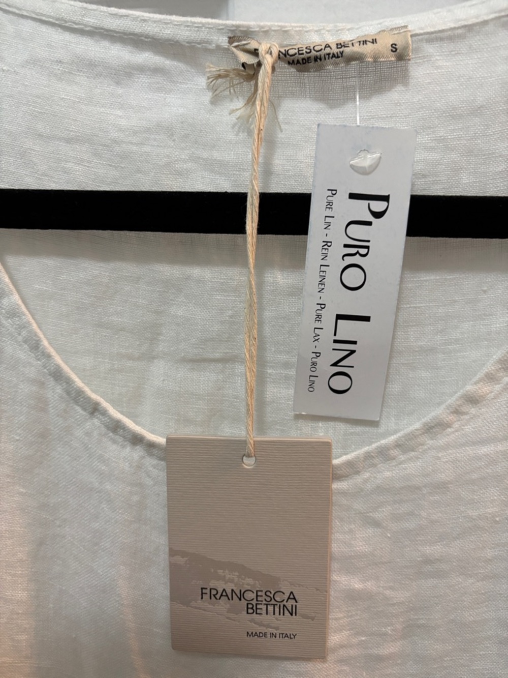 Puro Lino White Linen Tiered Peasant Blouse Small New Tags - Picture 2 of 4